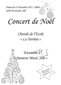 Concert de Noël: Jeunesse Music’Alle & Chorale de l’Ecole “La Terrière”